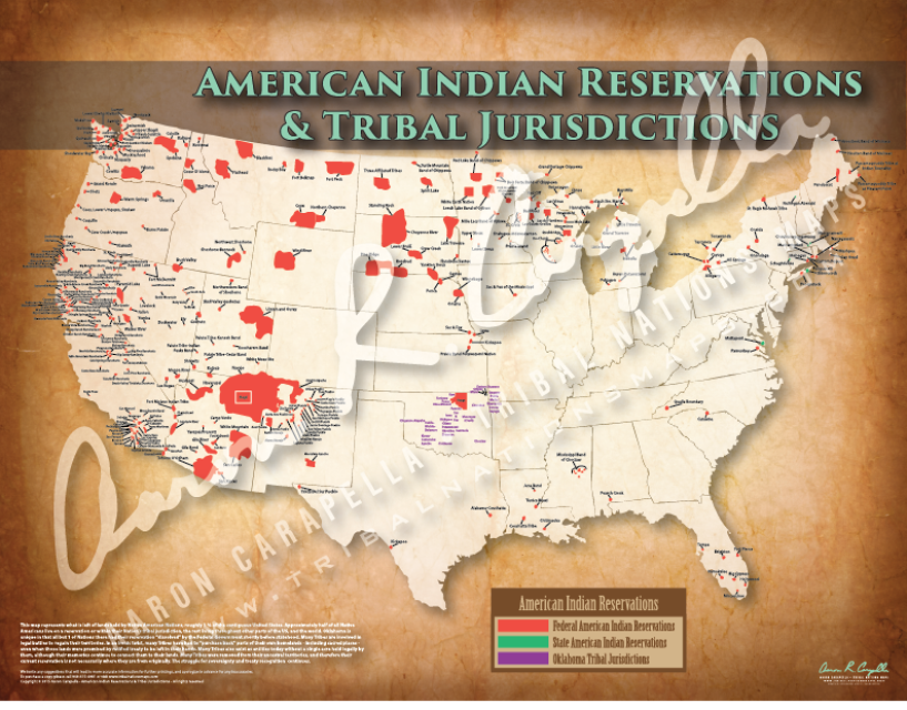 NEW Large 8.5" x 11" Postcards American Indian Tribes Map Lot of 5 