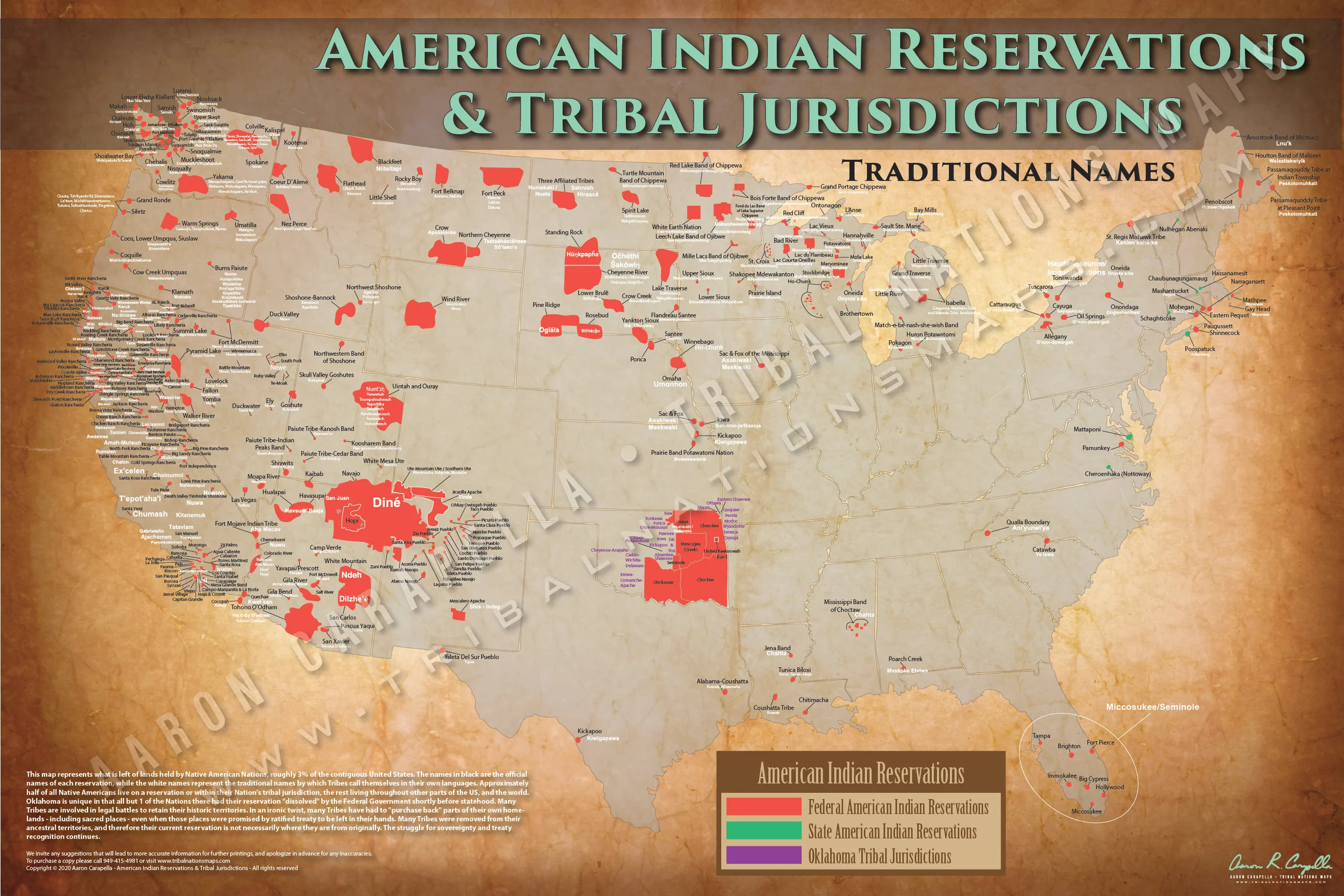 American Indian Reservations Map w/ Reservation Names - Plus ...